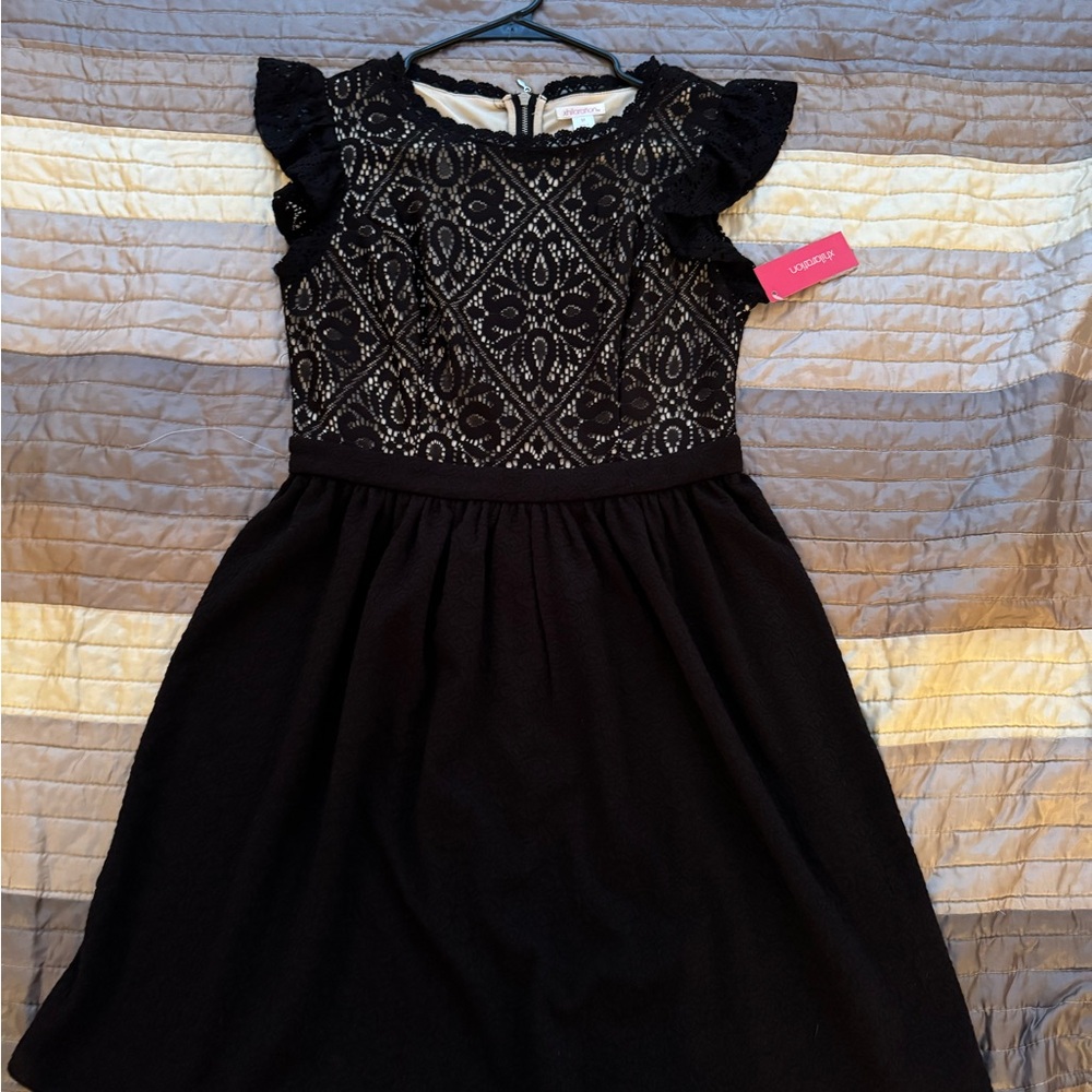 Xhilaration Black Embellished Fit and Flare Dress for 10-12 years old